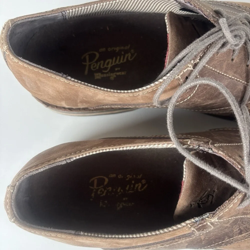 Original Penguin Munsingwear Mens Terry Oxford Shoe 9.5 Brown Suede Lace Up EUC